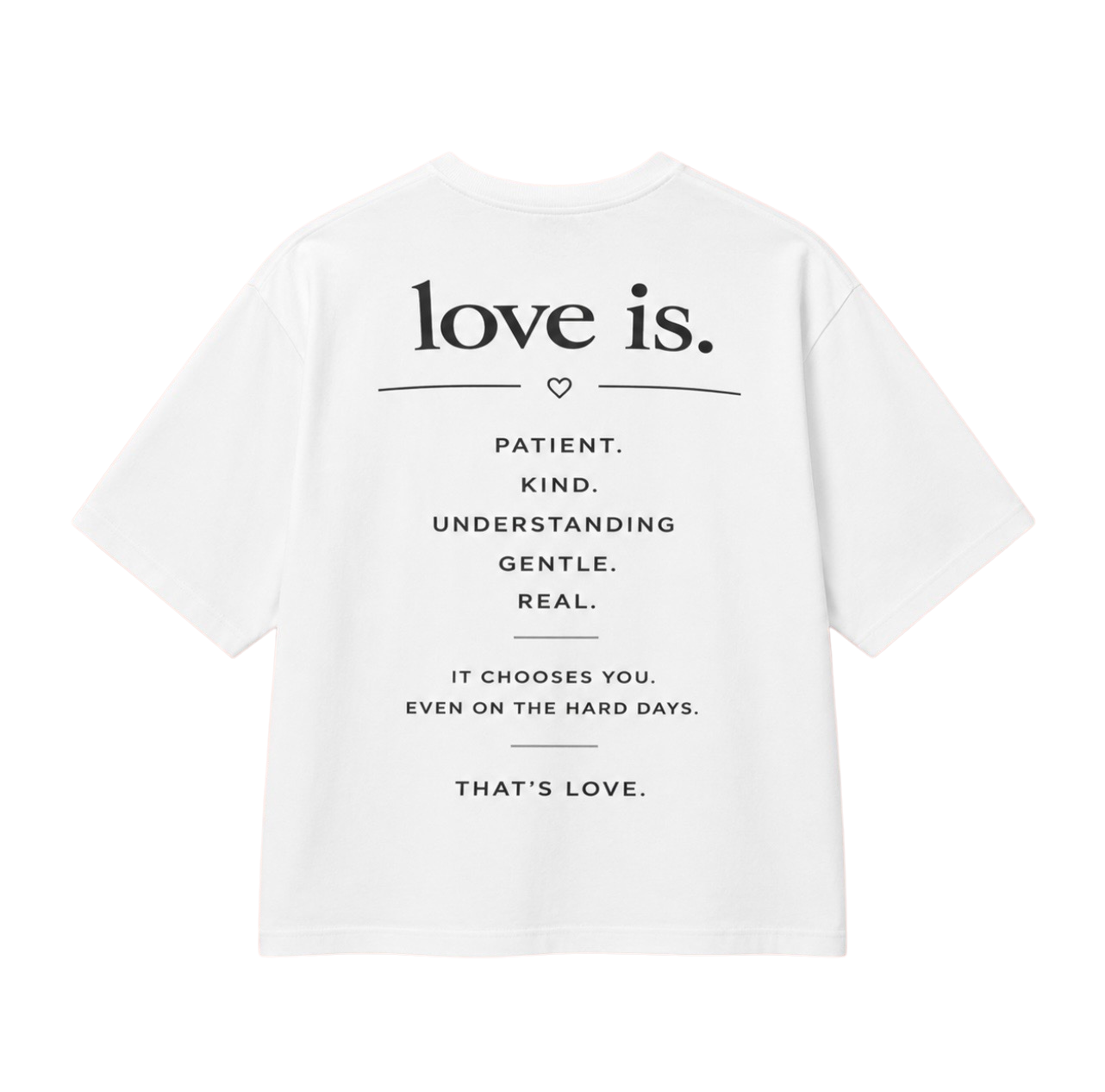 love is. Patience & Kindness Oversized White T-Shirt | Christian Streetwear